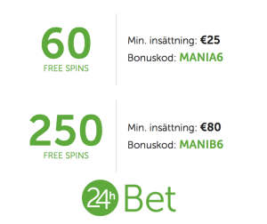 24hBet free spins mania